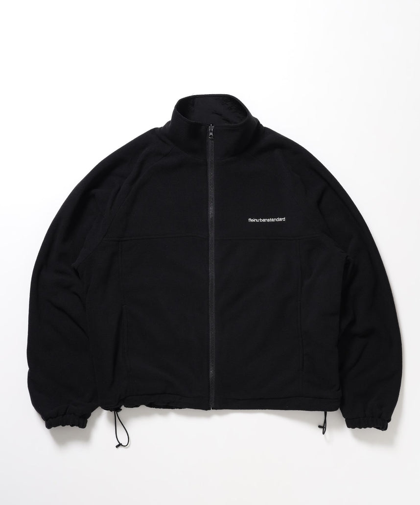 【FFEIN(フェイン)】リバーシブル撥水加工ナイロンフリースジャケット /リバーシブル ナイロン フリース スタンド フルジップ 刺繍 ワンポイント ドローコード ブラック