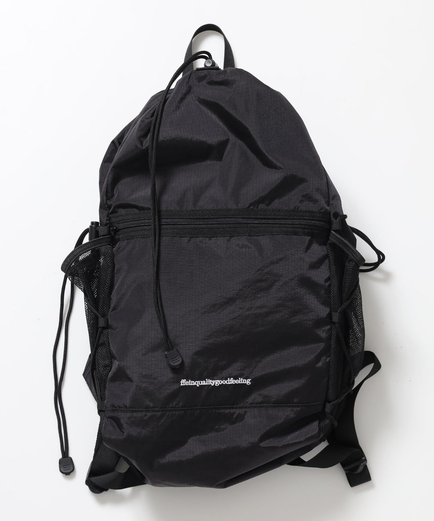 【FFEIN(フェイン)】撥水加工ナイロンバックパック / リップストック 軽量 ユニセックス リュックサック バックパック メッシュ デイリーバッグ ブラック