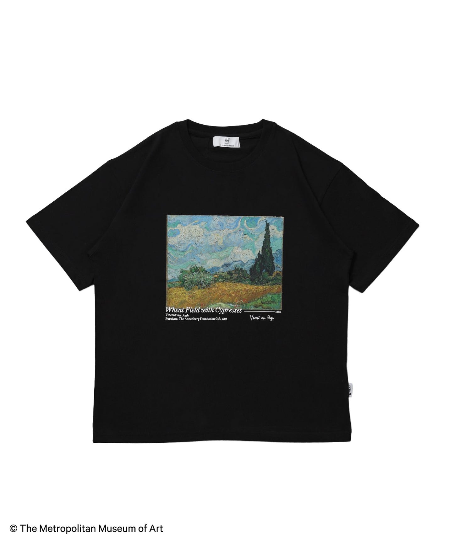 【FFEIN(フェイン)】The Met名画プリントTシャツ / メトロポリタン美術館 半袖 クルーネック プリント ワンポイント フォト ブラック