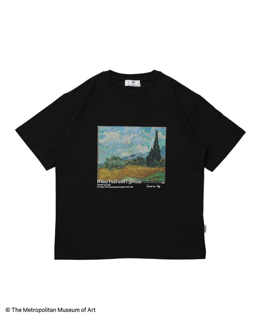 【FFEIN(フェイン)】The Met名画プリントTシャツ / メトロポリタン美術館 半袖 クルーネック プリント ワンポイント フォト ブラック