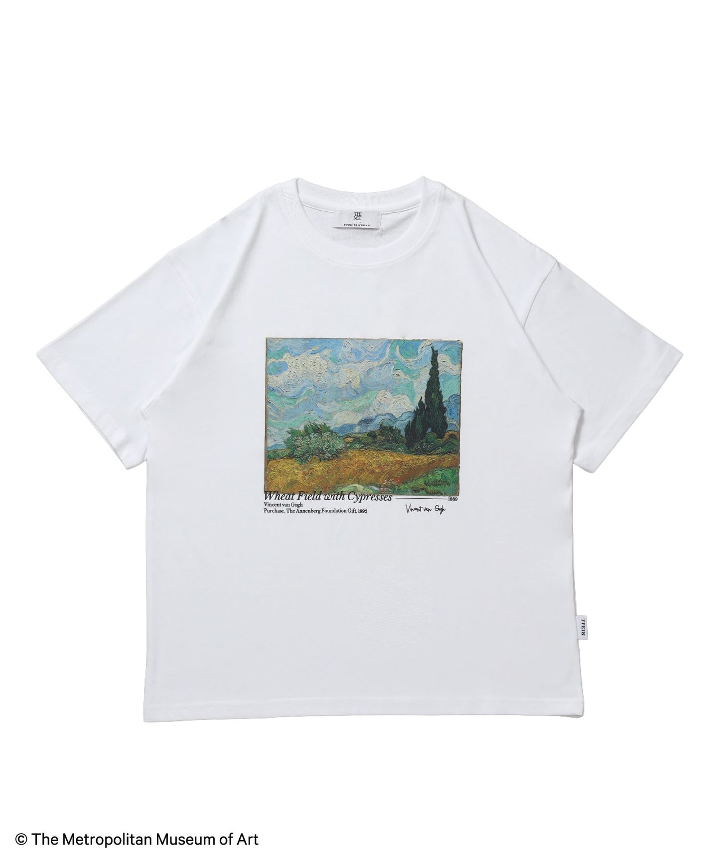 【FFEIN(フェイン)】The Met名画プリントTシャツ / メトロポリタン美術館 半袖 クルーネック プリント ワンポイント フォト ホワイト