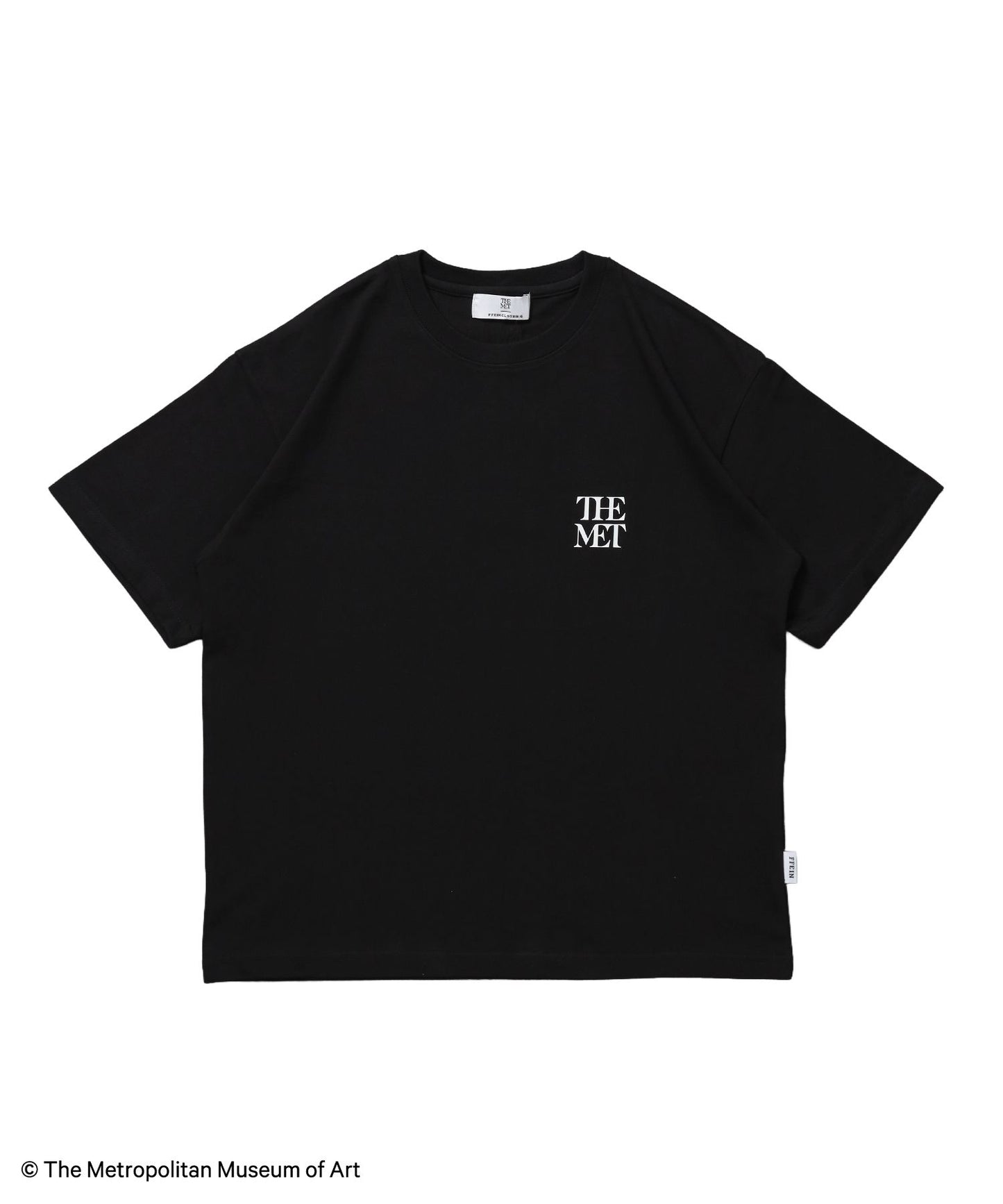 【FFEIN(フェイン)】The Metワンポイント刺繍Tシャツ / メトロポリタン美術館 半袖 クルーネック プリント ワンポイント 刺繍 ブラック