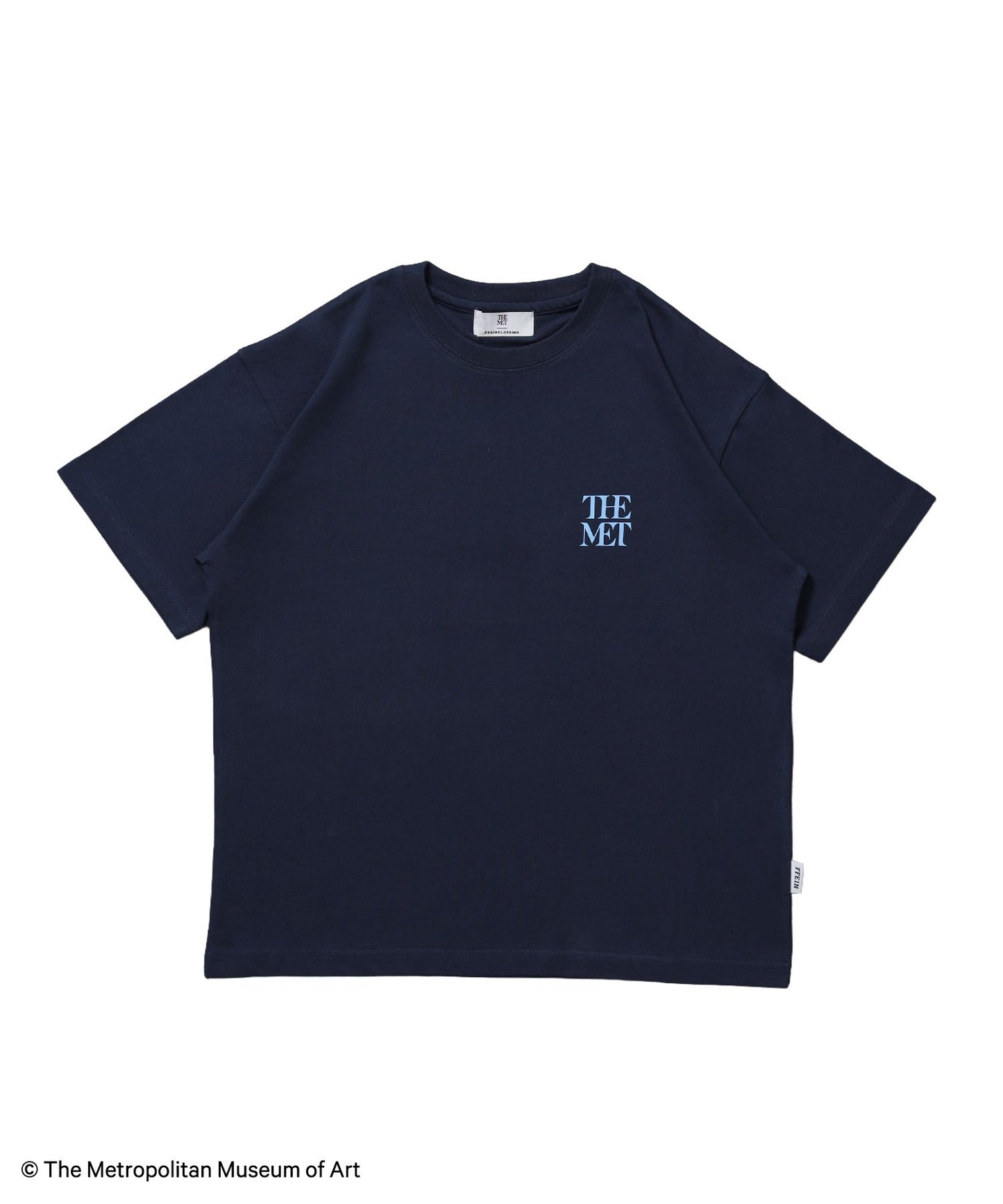 【FFEIN(フェイン)】The Metワンポイント刺繍Tシャツ / メトロポリタン美術館 半袖 クルーネック プリント ワンポイント 刺繍 ネイビー