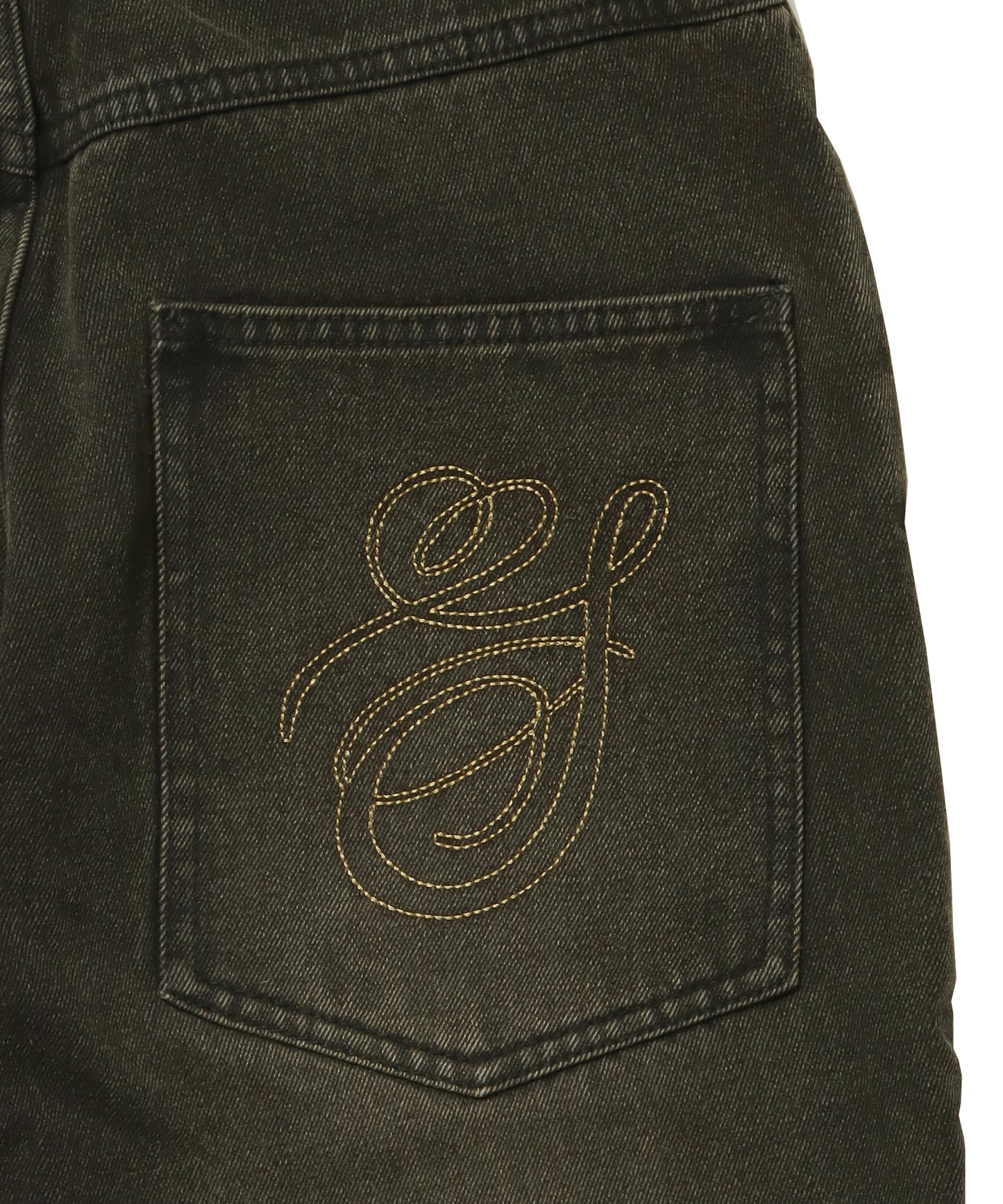 sqnz carve logo ladies denim / パンツ デニム リジッド 加工 カーブ 刺繍 ブラウン