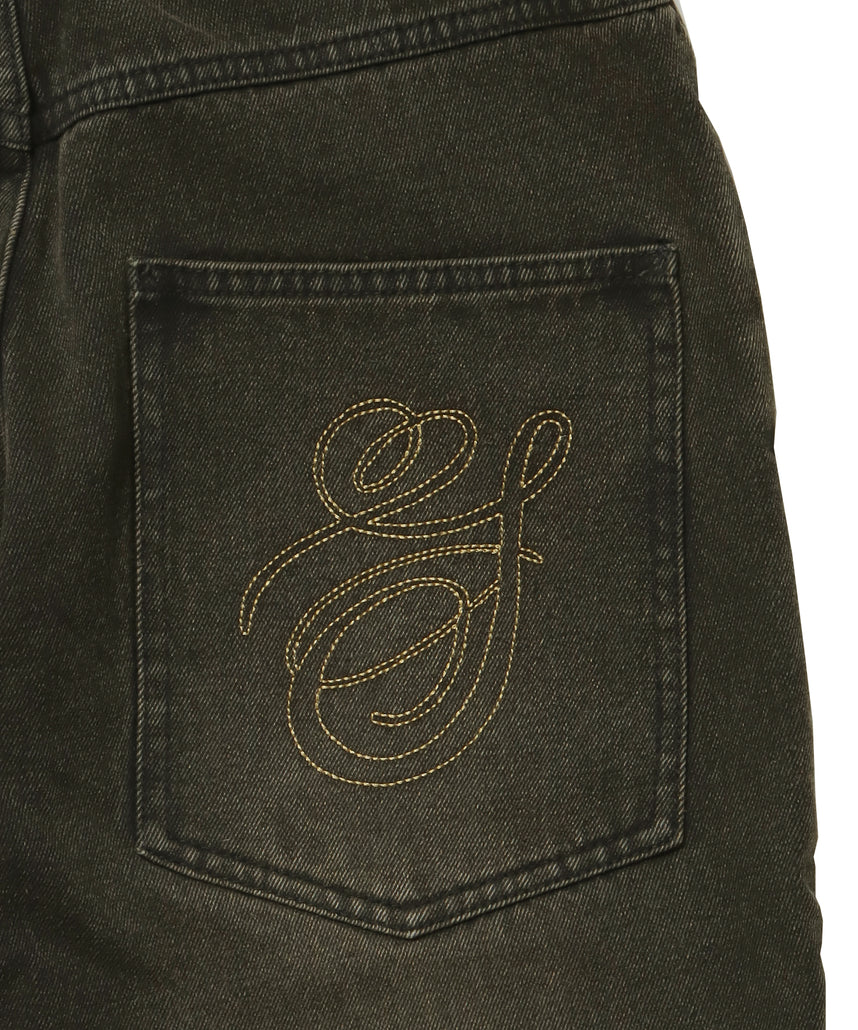 sqnz carve logo ladies denim / パンツ デニム リジッド 加工 カーブ 刺繍 ブラウン