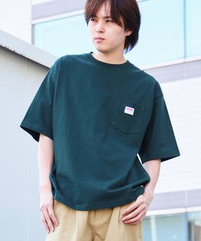BIG POCKET TEE ZF / ポケット 半袖 ワンポイント ワイドシルエット ヘビーウエイト クルーネック ダークグリーン