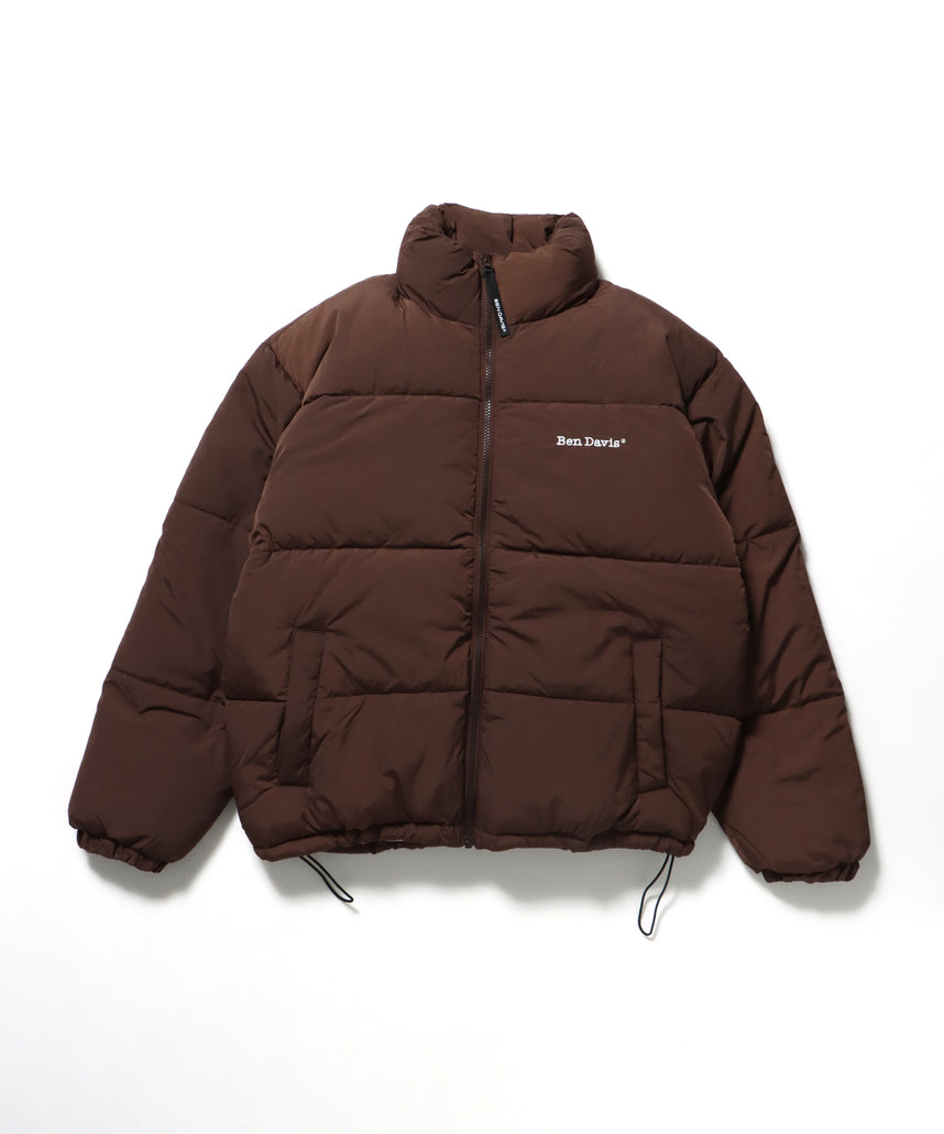 BD PUFFER JACKET / ダウン ジップ ドローコード ブラウン