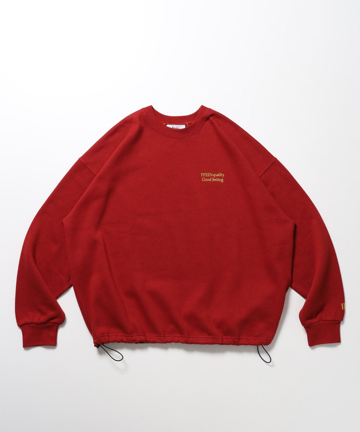 【FFEIN(フェイン)】ヘビーウエイトクラシックロゴ刺繍ドローコードスウェット / クルーネック スウェット ドローコード ロゴ刺繍 ユニセックス バーガンディー