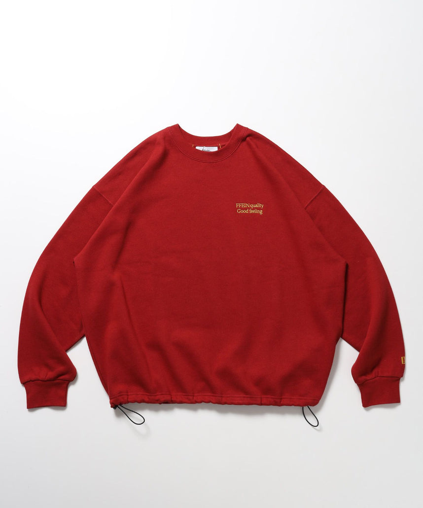 【FFEIN(フェイン)】ヘビーウエイトクラシックロゴ刺繍ドローコードスウェット / クルーネック スウェット ドローコード ロゴ刺繍 ユニセックス バーガンディー