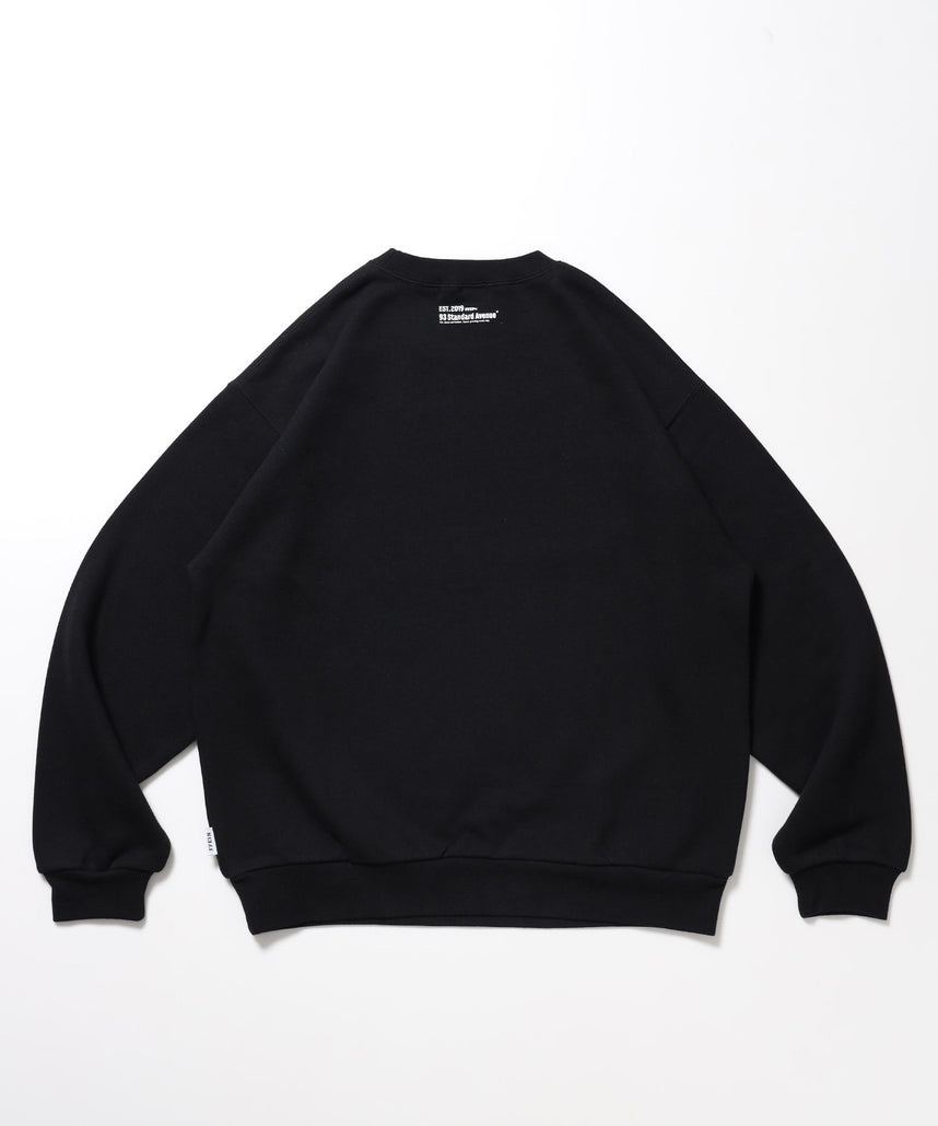 ヘビーウエイトヴィンテージロゴスウェット / スウェット クルーネック ワンポイント刺繍 裏起毛 ユニセックス ロゴ ブラック