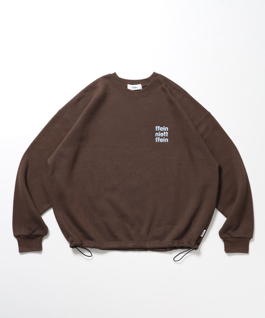 【FFEIN(フェイン)】ヘビーウエイト3段ロゴ刺繍ドローコードスウェット / ショートスウェット ドロー コード 裏起毛 ロゴ刺繍 レディース ブラウン