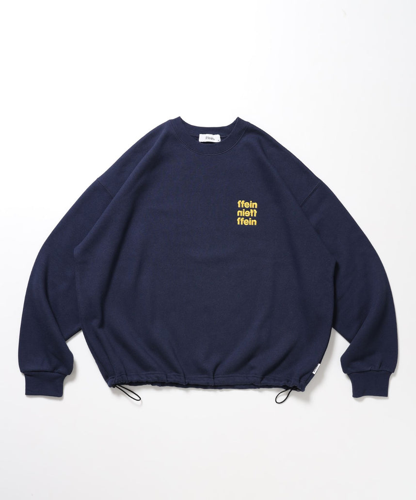 【FFEIN(フェイン)】ヘビーウエイト3段ロゴ刺繍ドローコードスウェット / ショートスウェット ドロー コード 裏起毛 ロゴ刺繍 レディース ダークネイビー