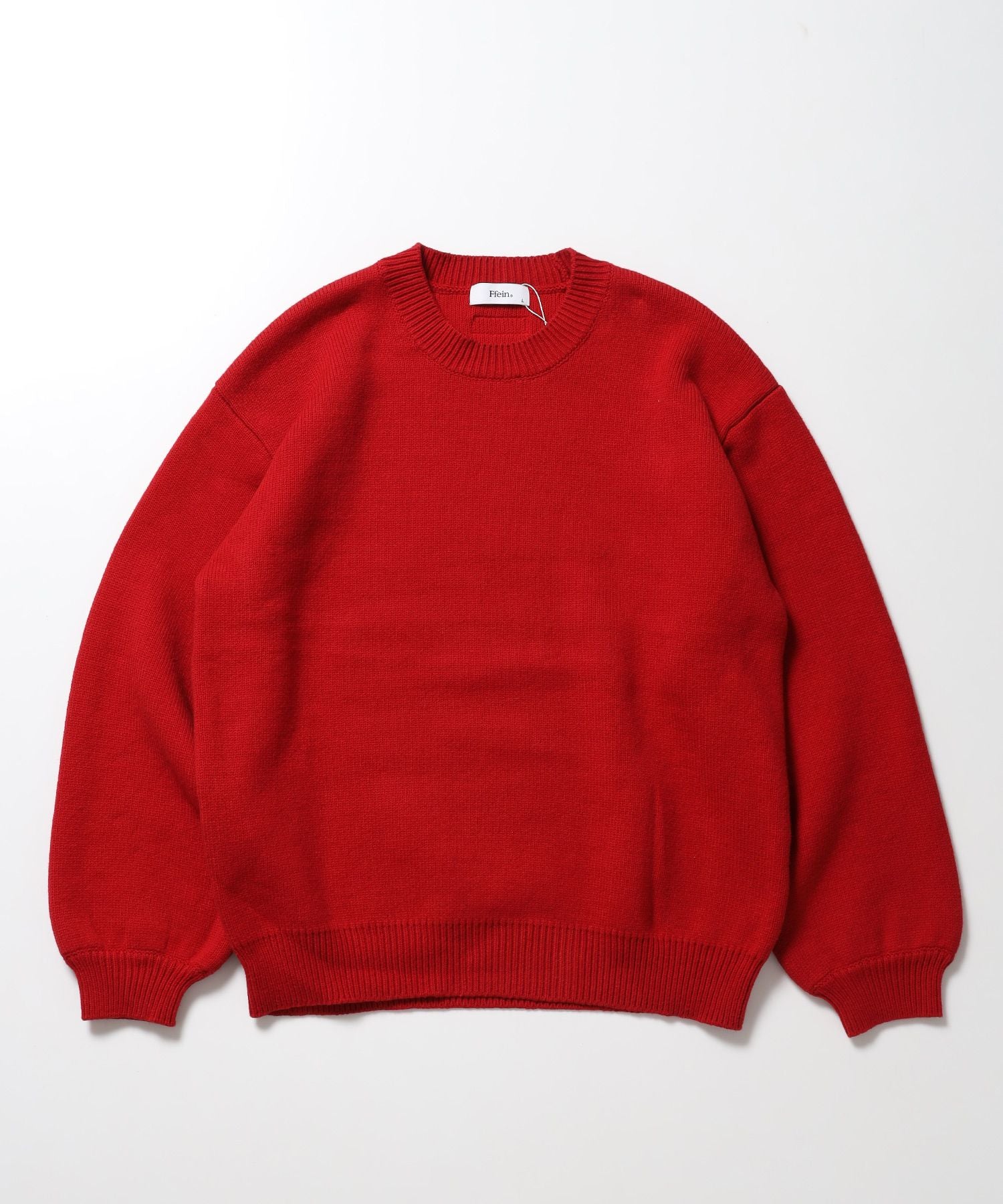 【FFEIN(フェイン)】ソフトタッチボリュームスリーブクルーネックニット / ニット クルーネック ピスネーム 長袖 ユニセックス レッド