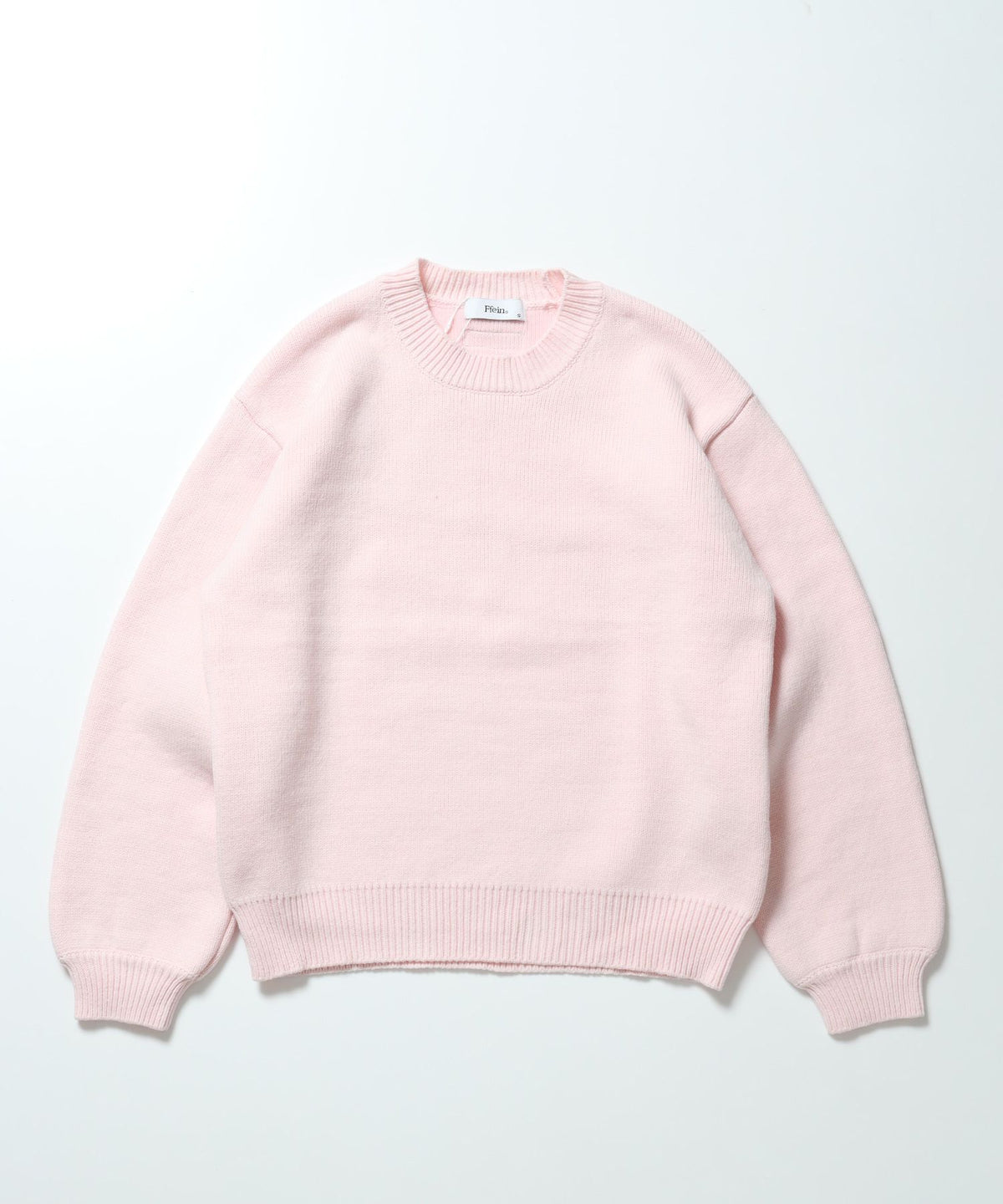 【FFEIN(フェイン)】ソフトタッチボリュームスリーブクルーネックニット / ニット クルーネック ピスネーム 長袖 ユニセックス ピンク