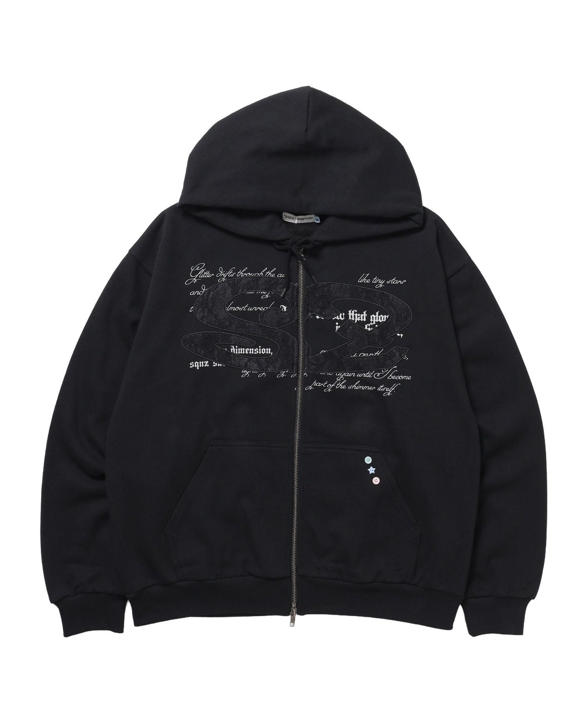 【SEQUENZ（シークエンズ）】※WEB限定 / レースロゴジップパーカー / sqnzU oval lace logo zip p/k ブラック