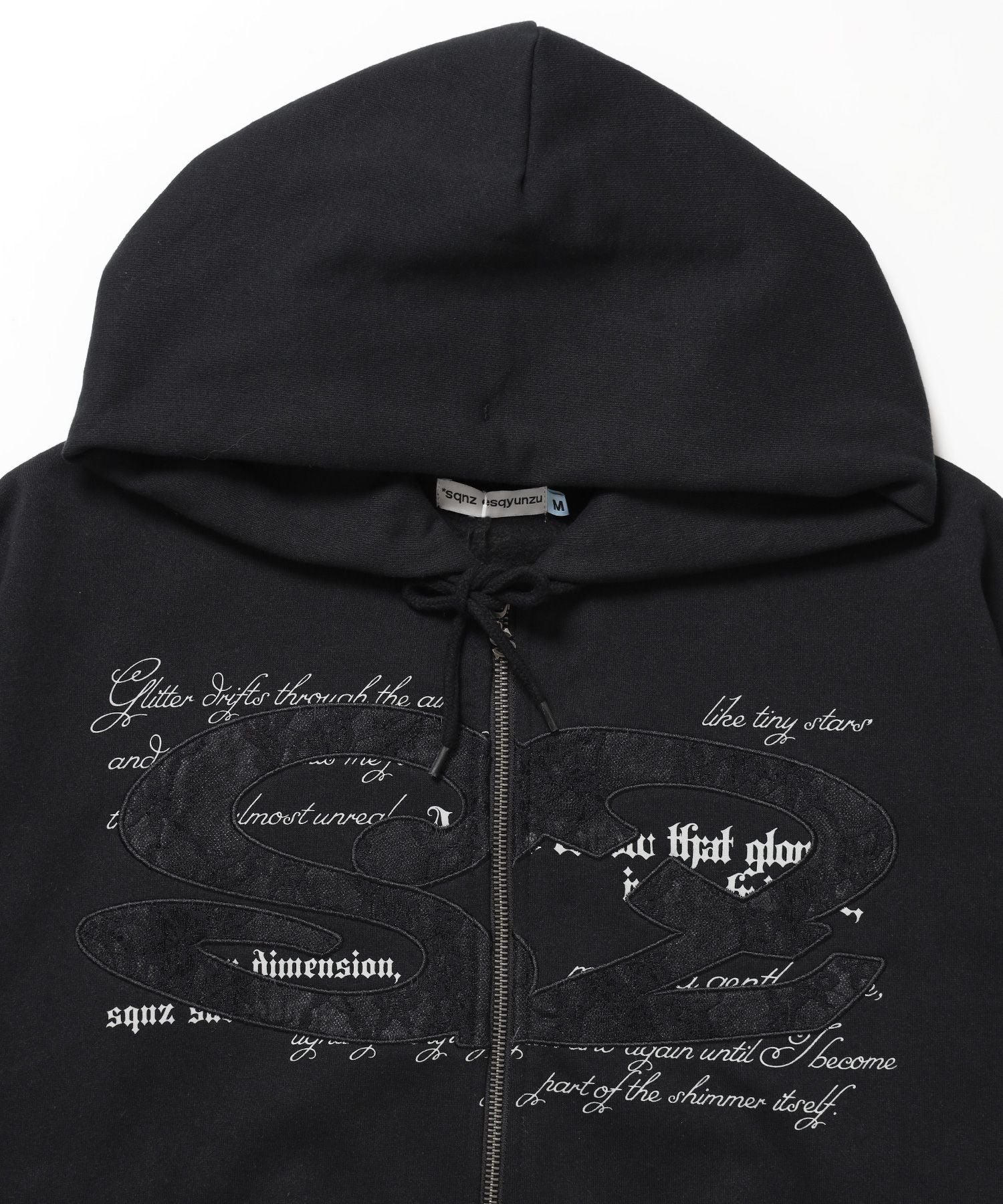 レースロゴジップパーカー / sqnzU oval lace logo zip p/k