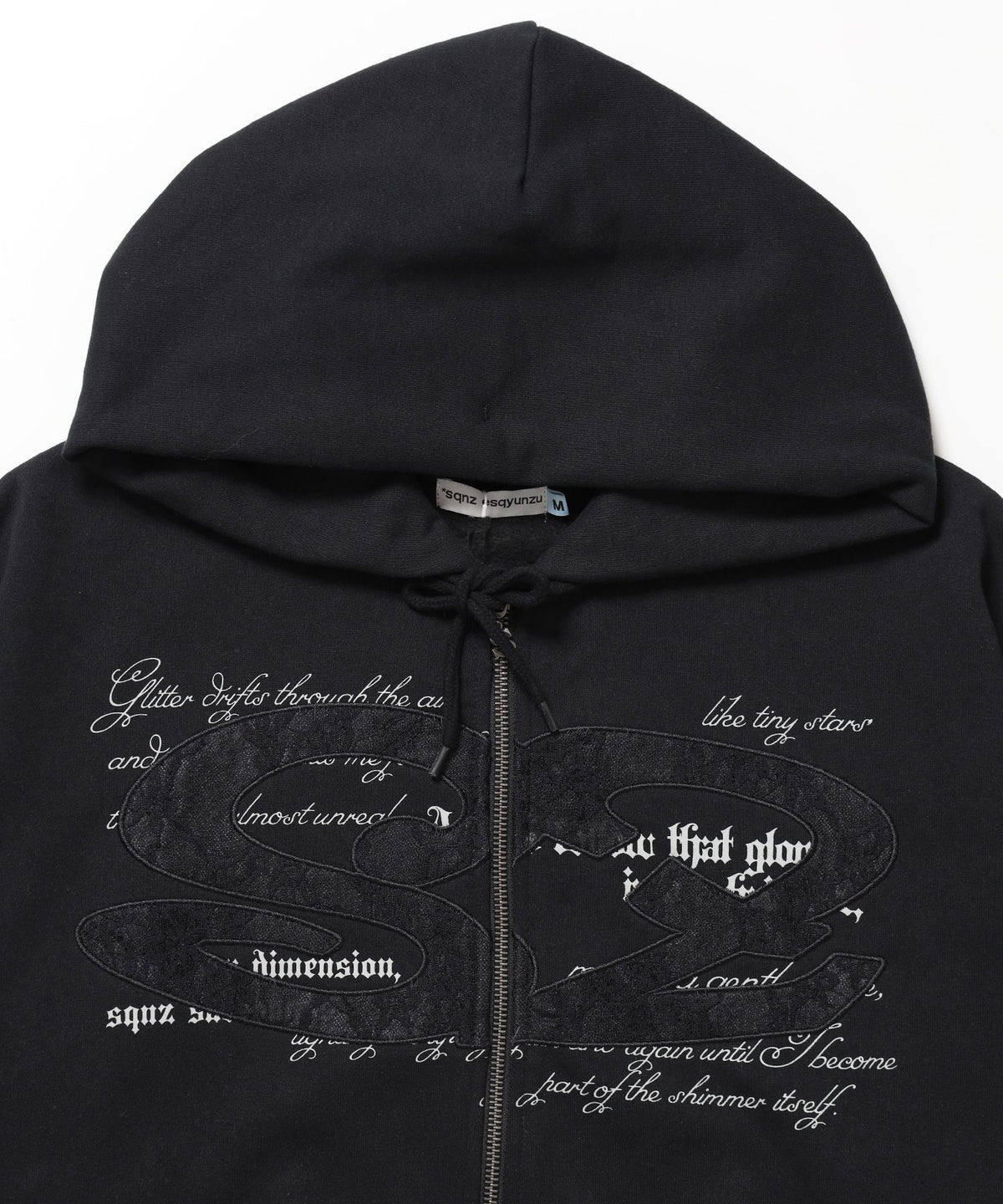 レースロゴジップパーカー / sqnzU oval lace logo zip p/k
