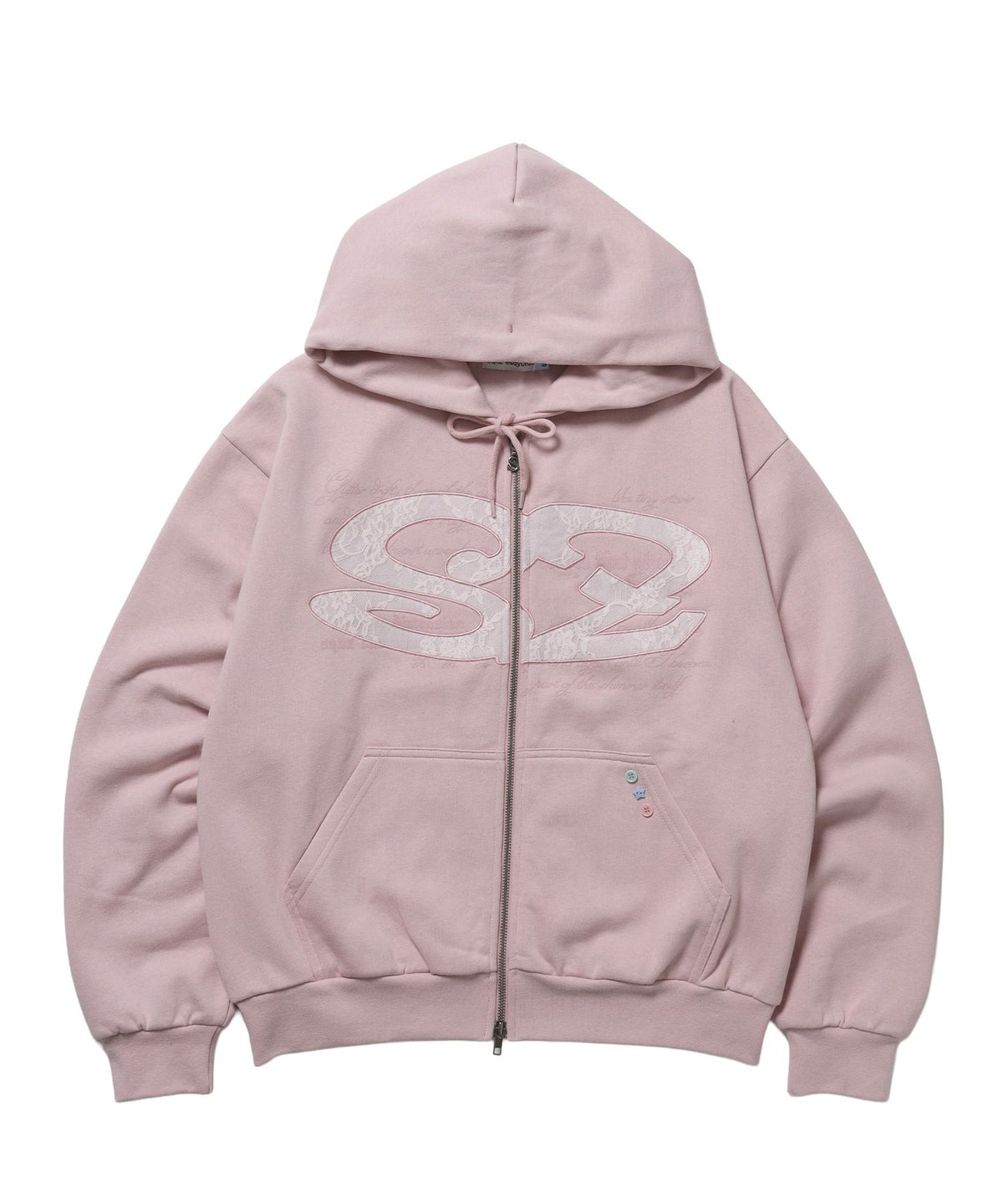 【SEQUENZ（シークエンズ）】※WEB限定 / レースロゴジップパーカー / sqnzU oval lace logo zip p/k ピンク