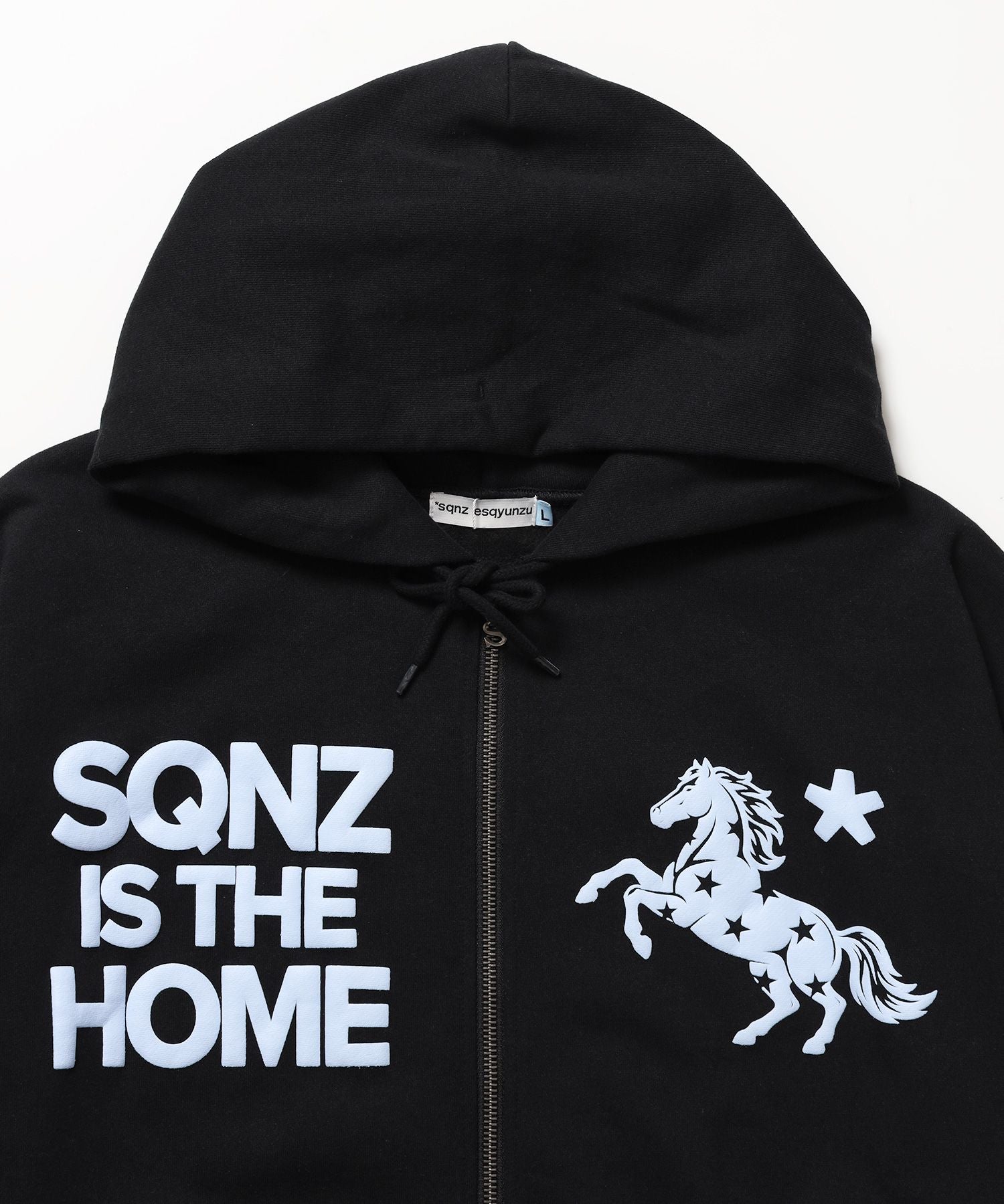 HOMEホースロゴプリントジップパーカー / sqnzU horse logo zip p/k