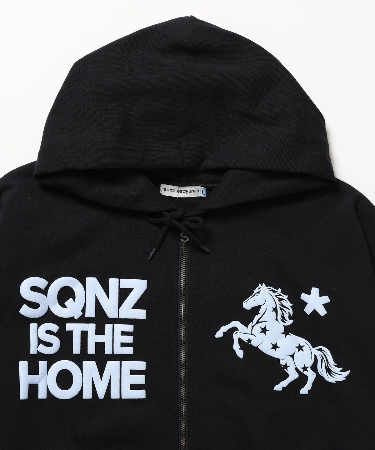 HOMEホースロゴプリントジップパーカー / sqnzU horse logo zip p/k