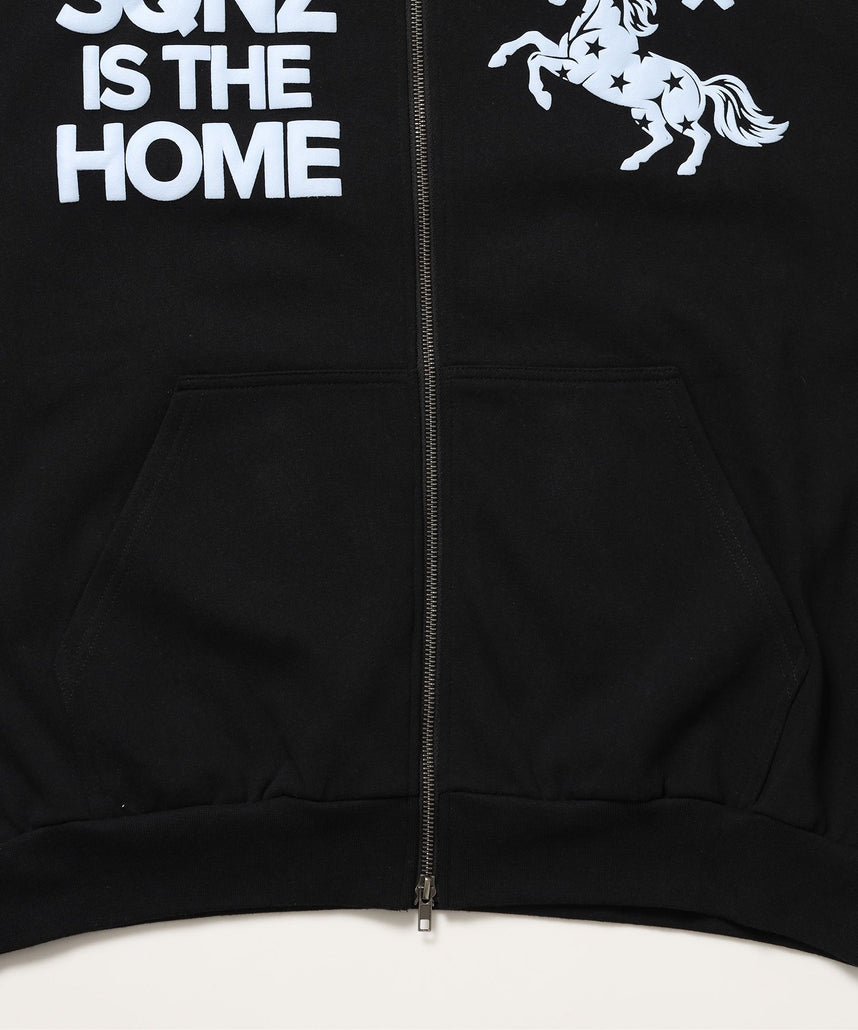 HOMEホースロゴプリントジップパーカー / sqnzU horse logo zip p/k