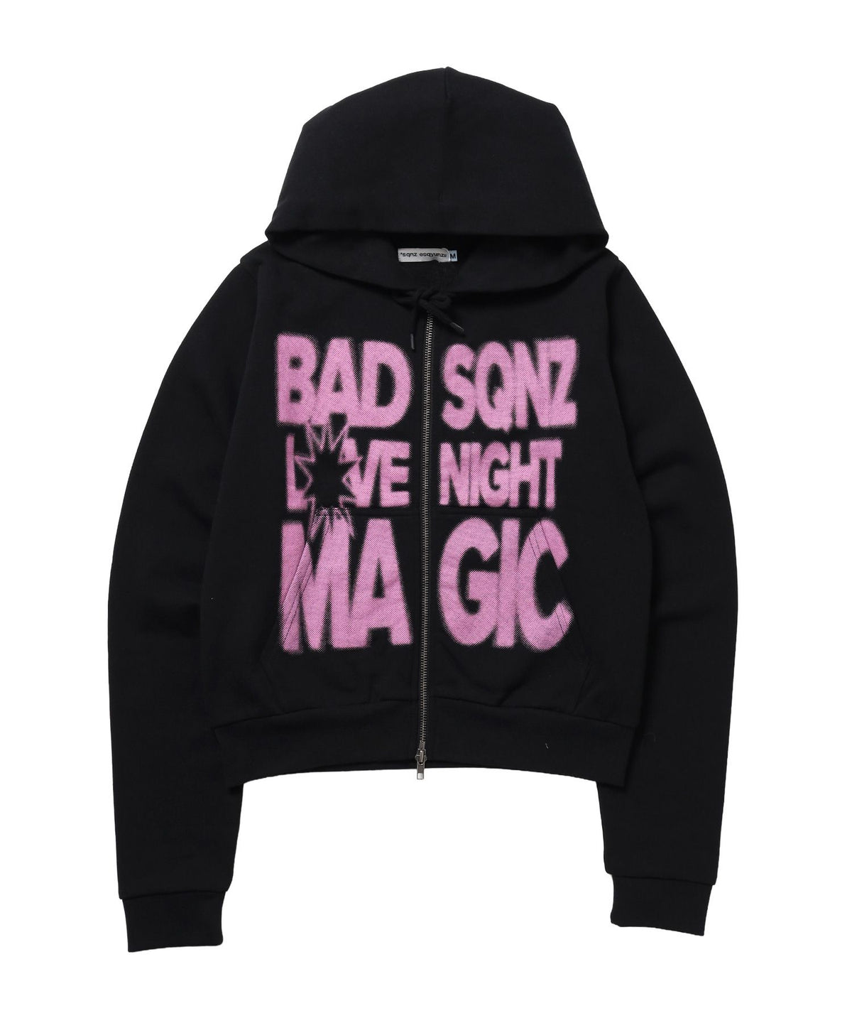 【SEQUENZ（シークエンズ）】※WEB限定 / ぼかしビックロゴプリントジップパーカー /sqnzW big logo zip p/k ブラック