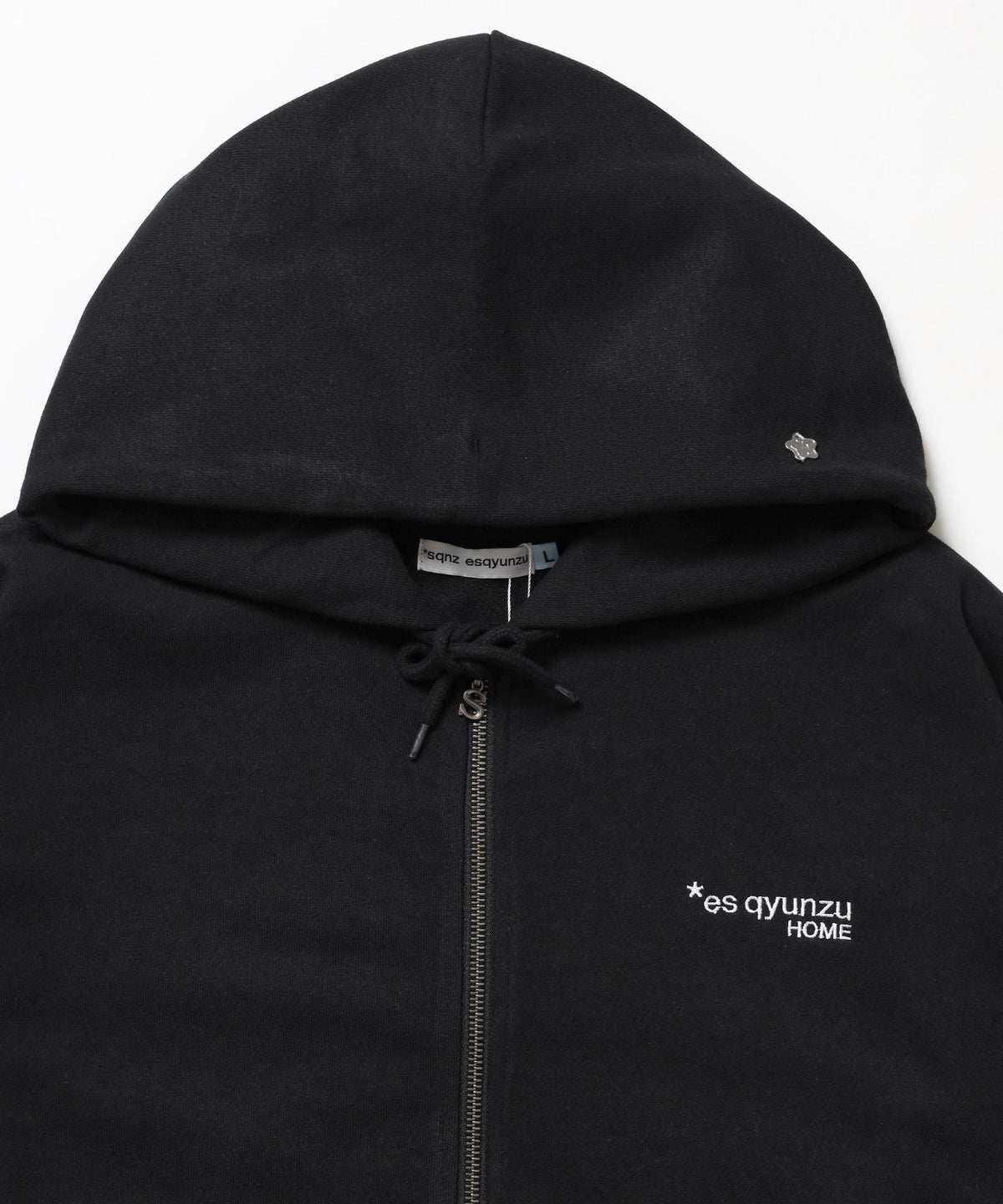 ※WEB限定 / es HOMEロゴ裏起毛ジップパーカー / sqnzU basic logo zip p/k ブラック