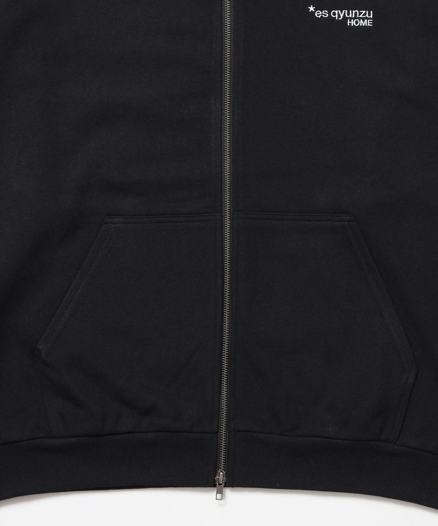 ※WEB限定 / es HOMEロゴ裏起毛ジップパーカー / sqnzU basic logo zip p/k ブラック