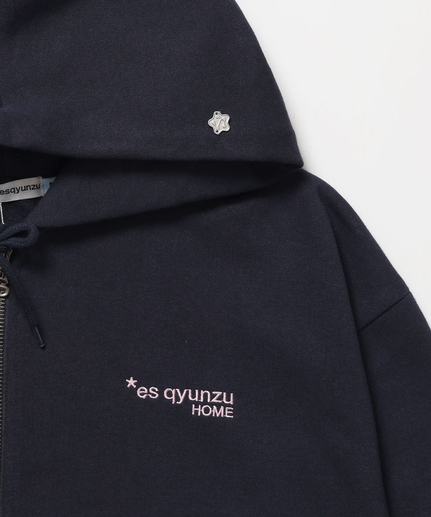 ※WEB限定 / es HOMEロゴ裏起毛ジップパーカー / sqnzU basic logo zip p/k ネイビー