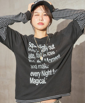 ぼかしプリントフェイクレイヤードロンT / sqnzU fake layered l/s tee