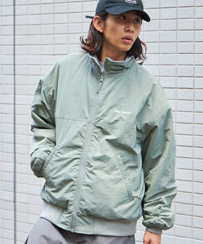 RV SHELLED FLEECE JACKET / シティガール シティボーイ リバーシブル ブロークコア ジップ シンプル カーキ