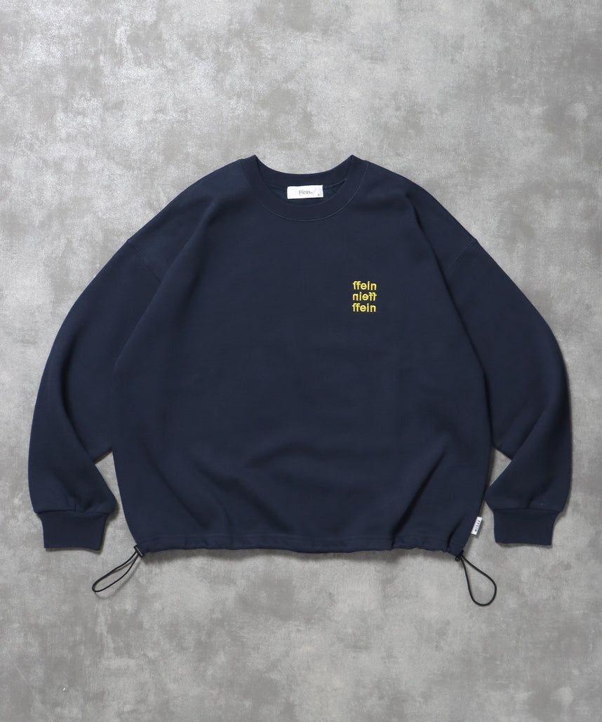 ヘビーウエイト3段ロゴドローコード付スウェット / スウェット トレーナー ロゴプリント ドローコード 裏起毛 ネイビー