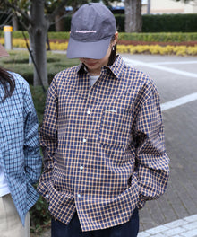 アソートワンポイントボックス長袖シャツ / シャツ レギュラーカラー 長袖 ワンポイント 刺繍 レイヤード ポケット オレンジ