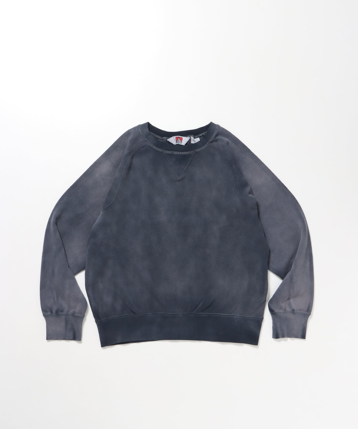 70'S FIT F-SLEEVE CREW / 加工 裏起毛 クルーネック スウェット ラグラン 短丈 裏毛 ネイビー