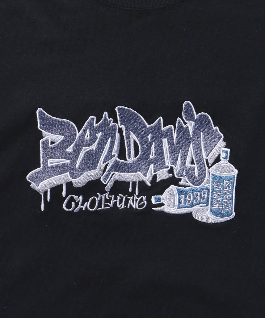 SPRAY ART EMB L/S TEE WIDE / ロンT 長袖 刺繍 ビックサイズ ブラック