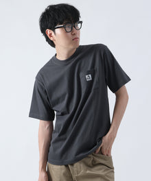 BIG POCKET TEE / ポケット 半袖 ワンポイント ワイドシルエット ヘビーウエイト クルーネック チャコール