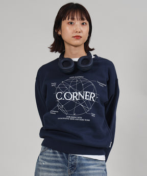 ヘビーウエイトサークルロゴスウェット / 裏起毛 スウェット クルーネック ワンポイント プリント ネイビー