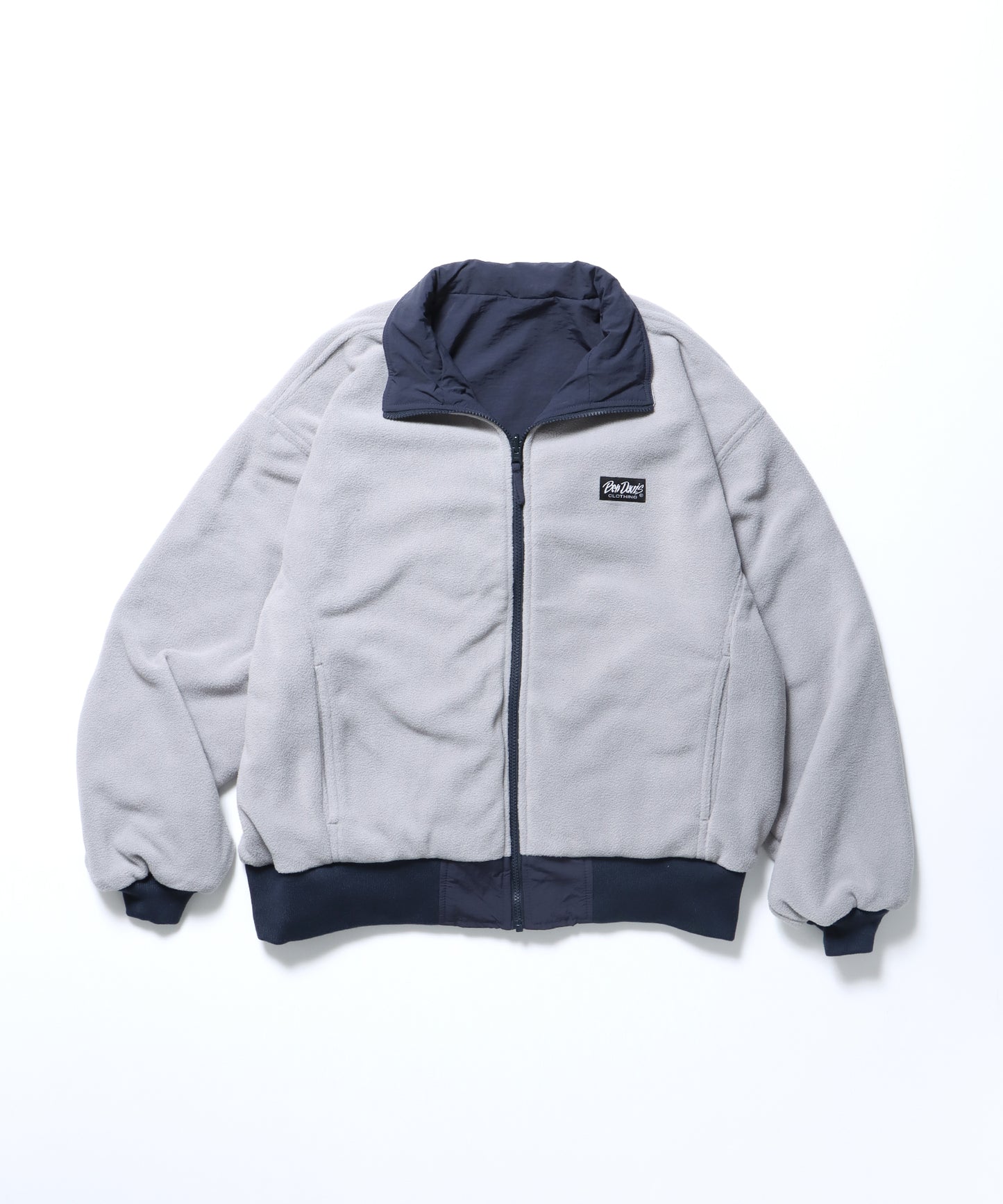 RV SHELLED FLEECE JACKET / シティガール シティボーイ リバーシブル ブロークコア ジップ シンプル ネイビー