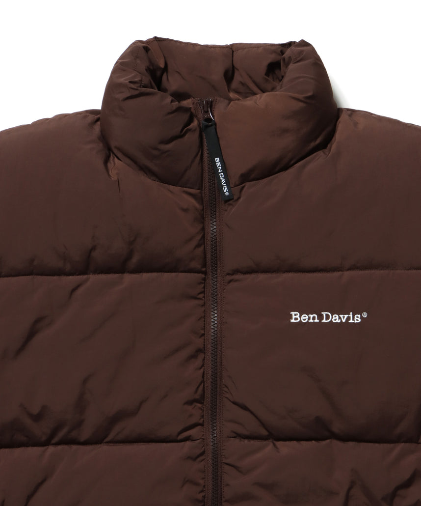 BD PUFFER JACKET / ダウン ジップ ドローコード ブラウン