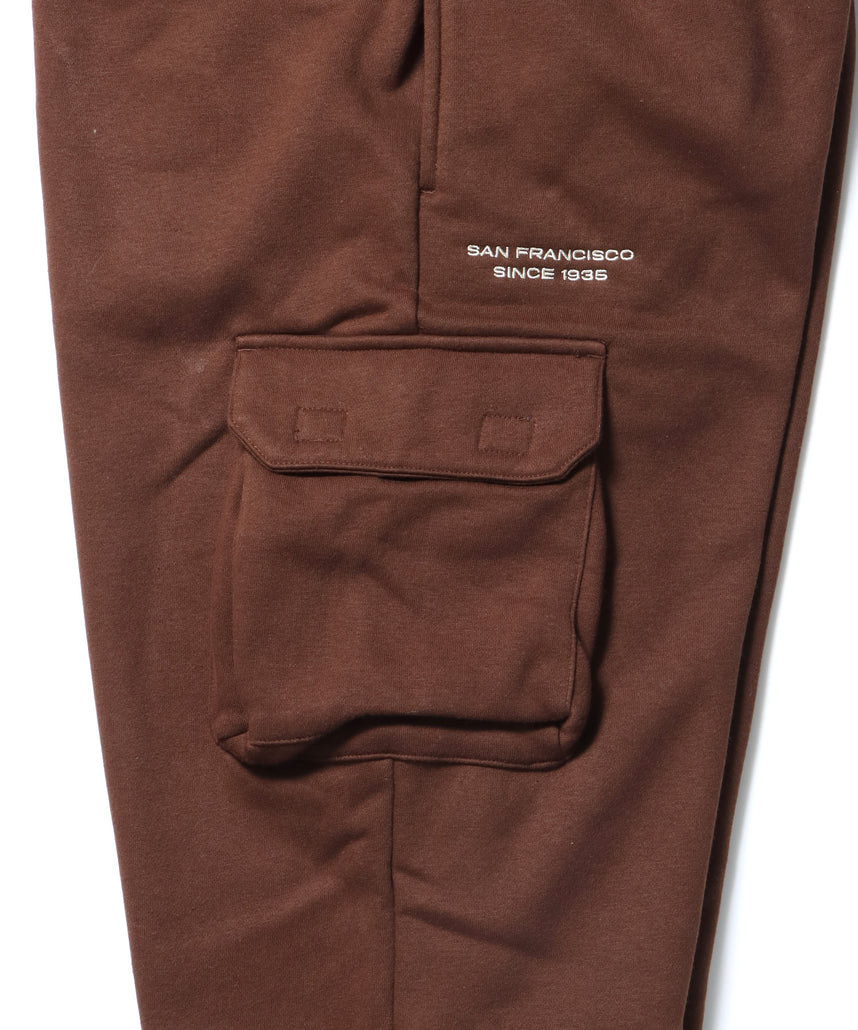 CARGO POCKET SWEATPANTS / ワイドシルエット ドローコード 刺繍 シティガール シティボーイ 裏起毛 ブラウン