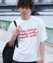 手書きロゴショート丈Tシャツ / Tシャツ 短丈 クルーネック 半袖 ショート丈 アイボリー