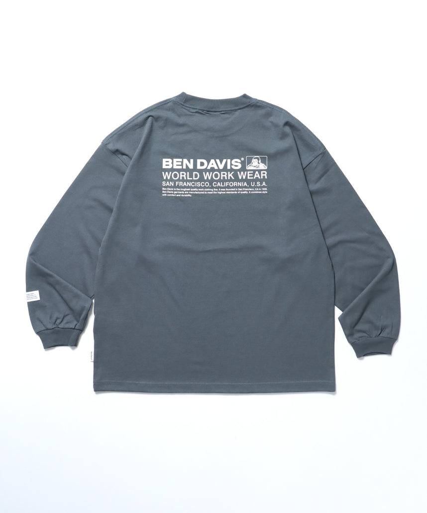 BD LOGO L/S TEE WIDE / 長袖 オーバーサイズ ワンポイント シンプル ネーム グレー