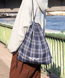 sqnz dairy 2way knapsack / ナップサック トートバック 2WAY  チェック ストライプ ネイビー