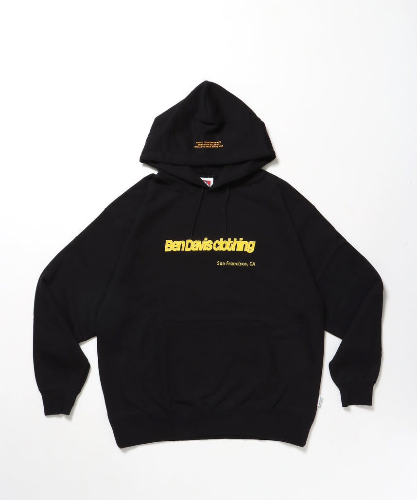 MID WEIGHT SWEAT HOODIE /パーカー ジップパーカー ダブルジップ 短丈 刺繍 プリント ブラック