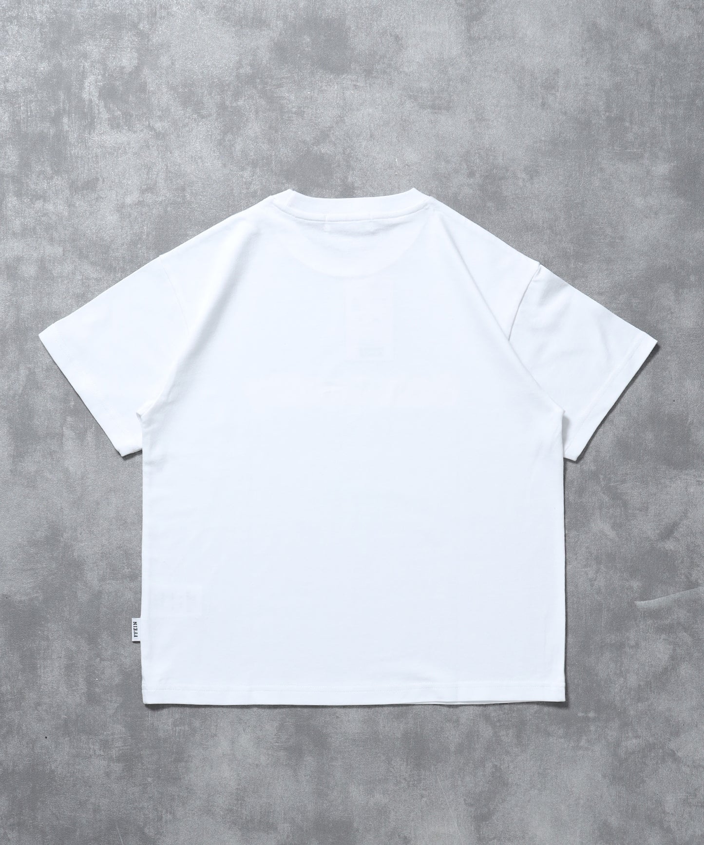 立体チェックプリントロゴショート丈Tシャツ/ クルーネック 半袖 刺繍 【短丈】 ホワイト