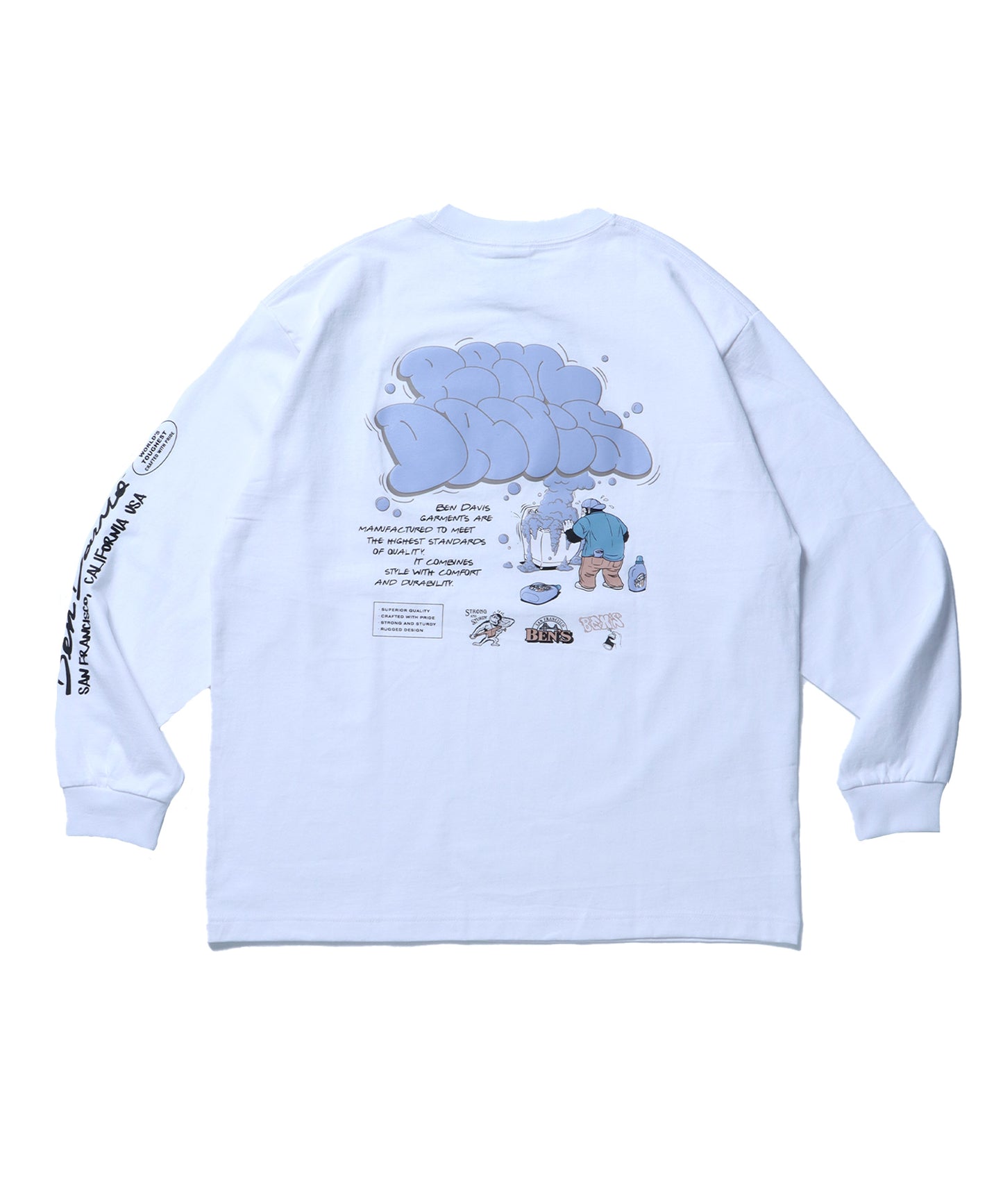 BUBBLE L/S TEE[WIDE] / ロンT 長袖 ワンポイント ワイドシルエット ホワイト