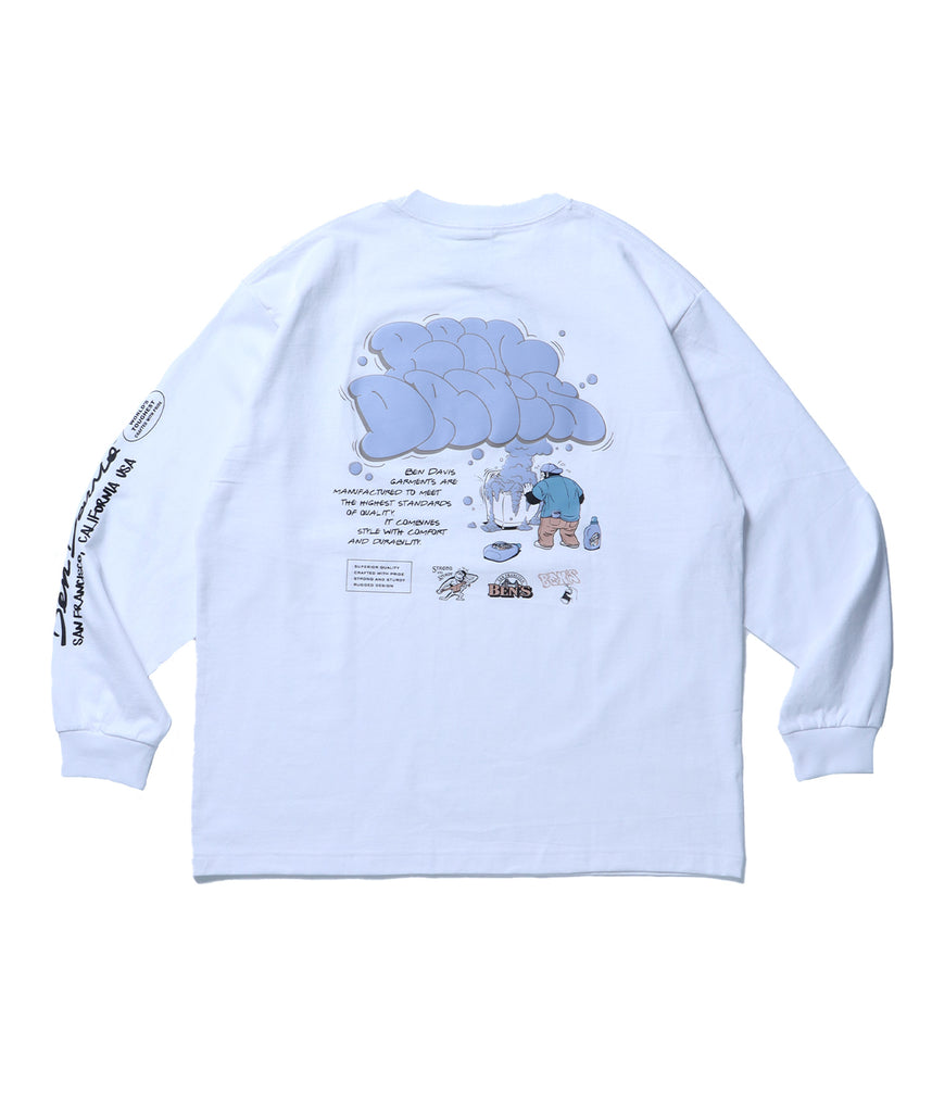 BUBBLE L/S TEE[WIDE] / ロンT 長袖 ワンポイント ワイドシルエット ホワイト
