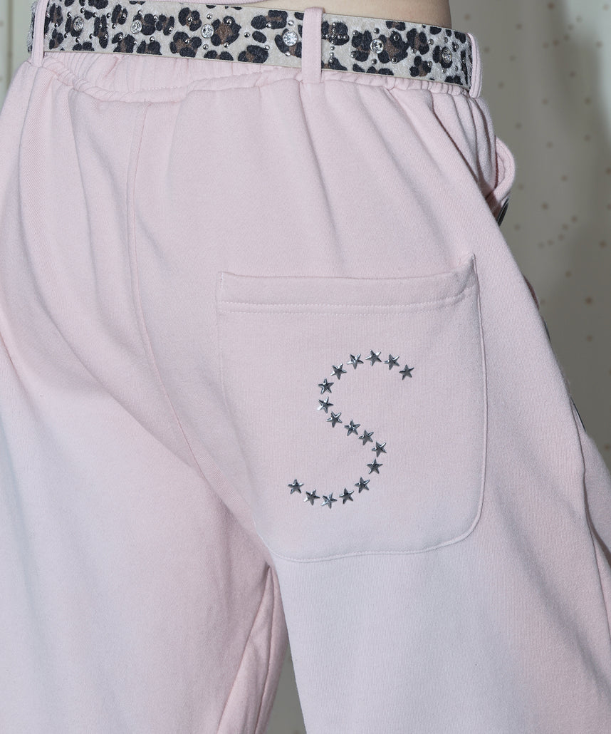 sqnz fade sweat pants / スウェット パンツ 加工 ハトメ スタッズ 裏起毛≪SET UP着用可能≫ ピンク