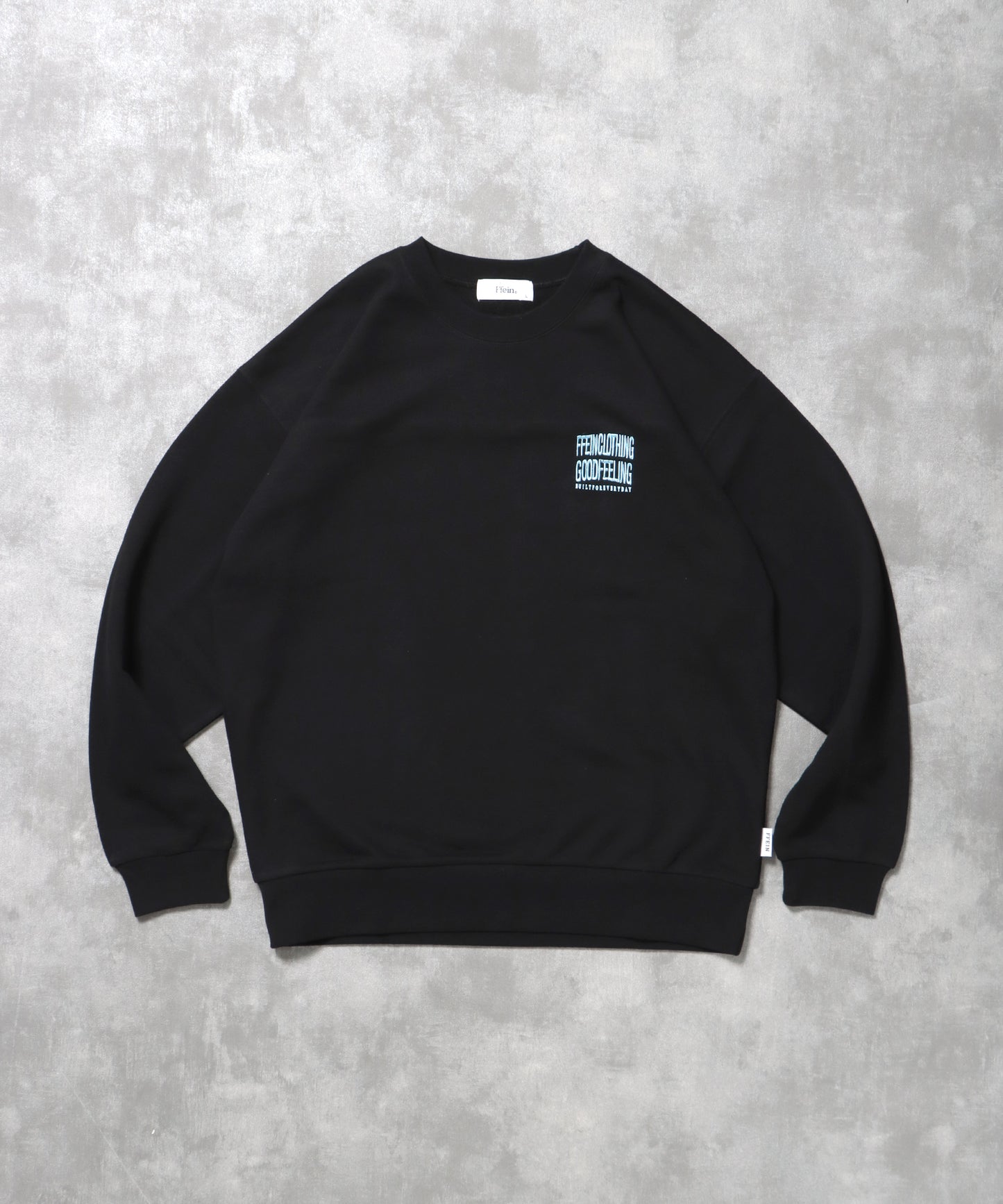 ヘビーウエイトワンポイント刺繍スウェット / スウェット トレーナー 裏毛 クルーネック ワンポイント ブラック