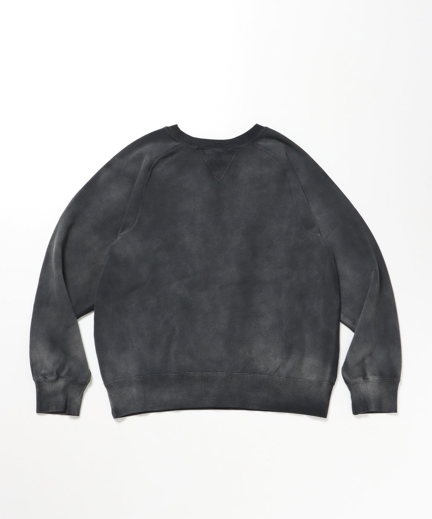 70'S FIT F-SLEEVE CREW / 加工 裏起毛 クルーネック スウェット ラグラン 短丈 裏毛 ブラック